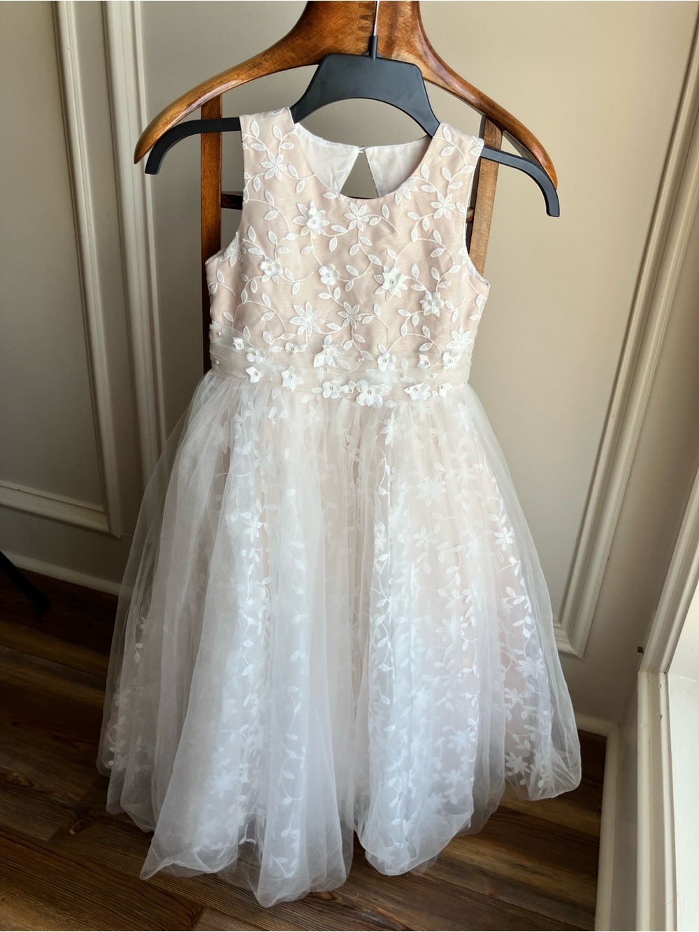 Princess Daliana Girls Ivory Floral Tulle Party Dress
